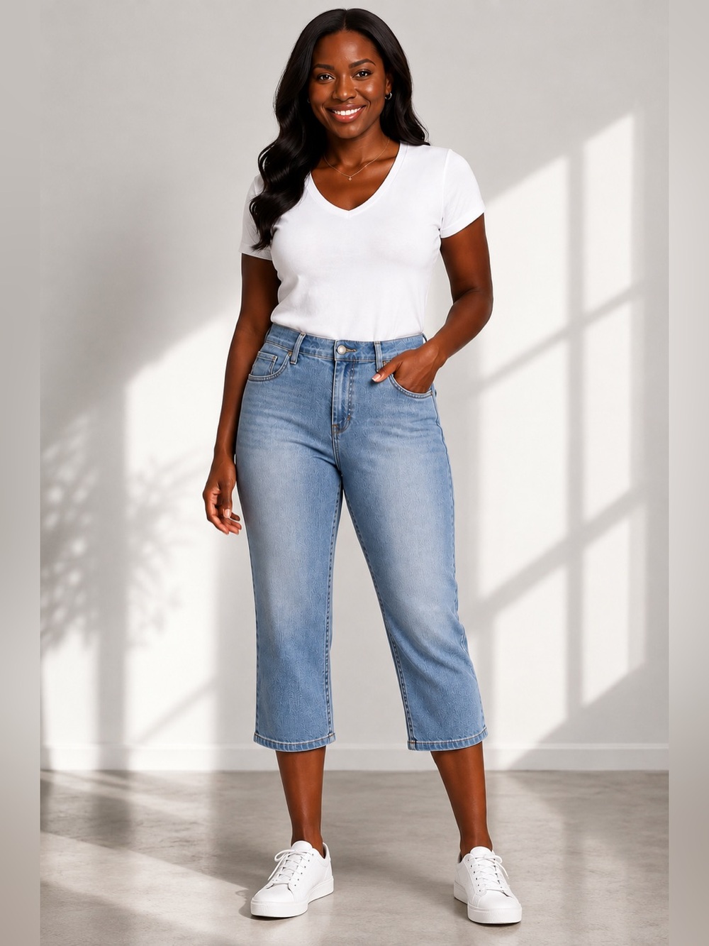 Gloria Vanderbilt Amanda Petite Cropped Jeans Size 14P Light Wash Stretch Denim